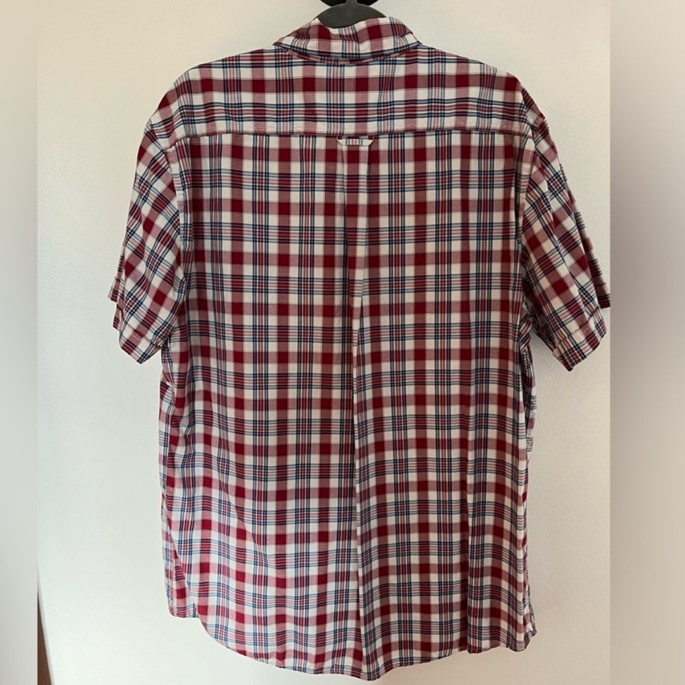 Izod Red Plaid Button Down Short Sleeve Shirt XL - Picture 2 of 4